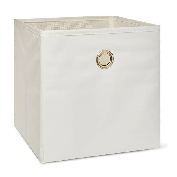 Mainstays Collapsible Fabric Cube Storage Bins (10.5" x 10.5"), Vanilla Dream, 4 Pack