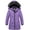 Purple, variant on Girl's Windproof Winter Bubble Jacket Fleece Lined Water Repellent Long Puffer Coat With Hood White 6-7