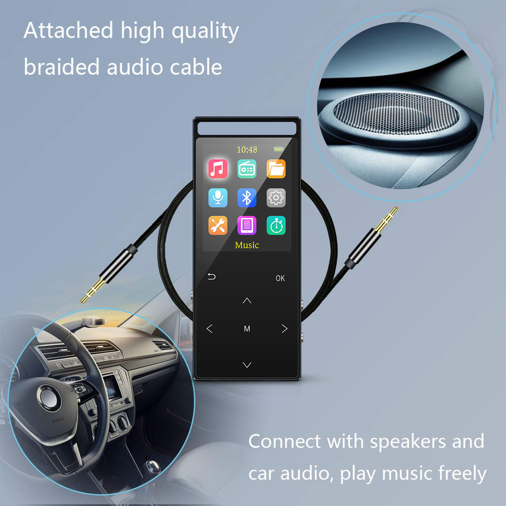 MP3 Player, MUSBOY 128GB Bluetooth 5.0, Portable Music Player with FM Radio, with Speaker, Touch Button，Alarm Clock, Stopwatch, Calendar. - image 2 of 7