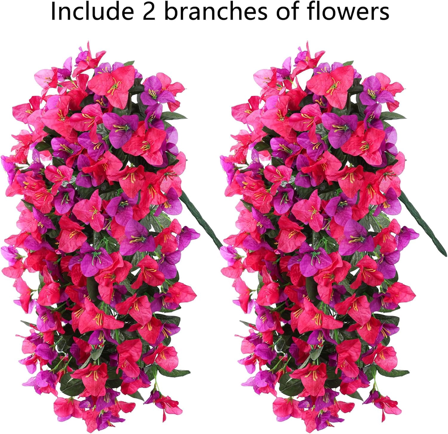 Faux Bougainvillea Artificial Flowers Plants for Outdoors Outside Decoration, 2 PCS White Fake Flowers UV Resistant Look Real Silk Long Trailing Vines