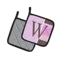 thumbnail image 2 of Letter W Initial Monogram - Pink Stripes Pair of Pot Holders, 2 of 2