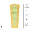 thumbnail image 4 of Vaso de agua Duslogis de 5 piezas de 24 oz con pajita y tapa a prueba de fugas, ideal para café helado, reutilizable, circular, dorado, 4 of 7
