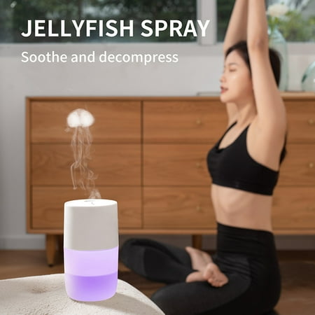 

Jellyfish Ultrasonic Humidifier Purifier LED Lights Mist Maker Sprayer Diffuser for Office Car Home Bedroom A