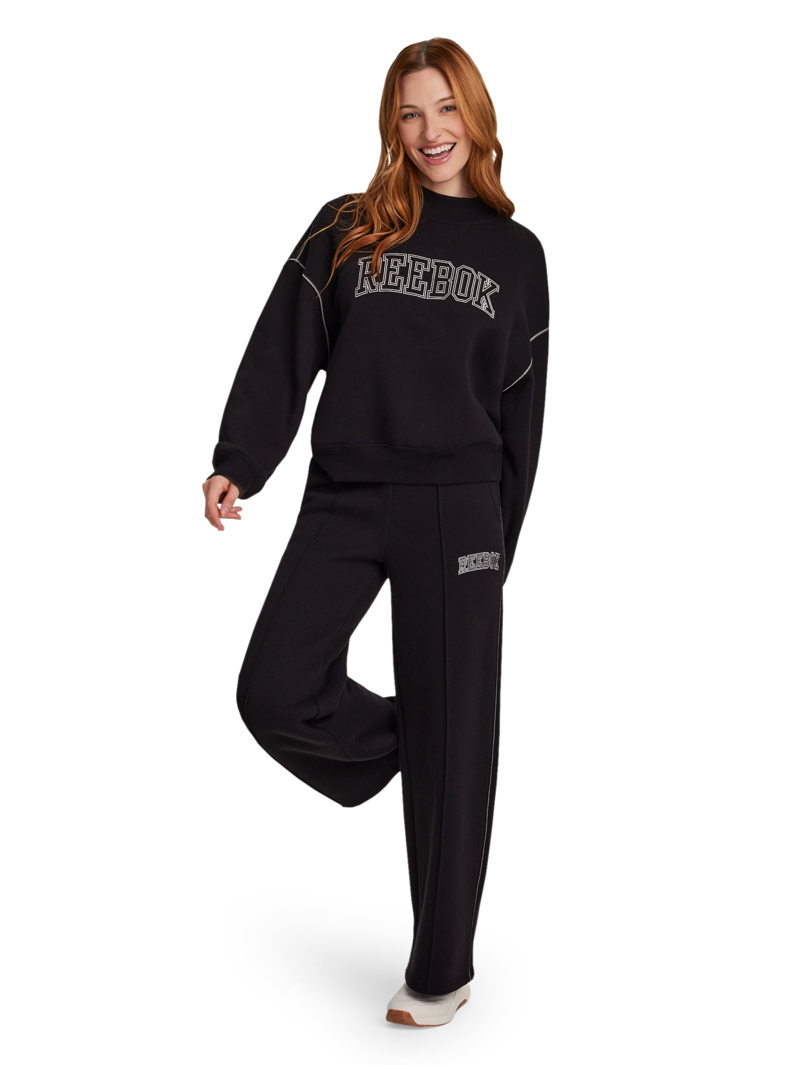 Reebok Women's Game Day Fleece Contrast Stitch Wide Leg Pant, Sizes XS-4X