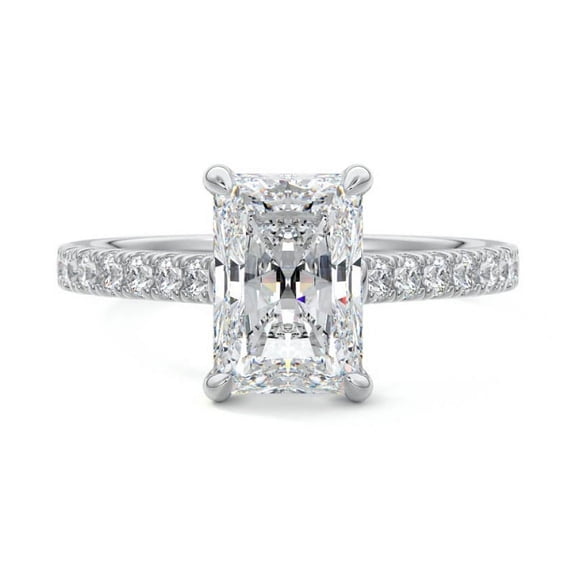 Golden Jewel 14K 14K White Gold Plated Diamond Rings - Radiant Cut Excellent 2.1 Ct Diamond Rings For Women's - Solitaire with Accent Diamond Rings for Women's - Engagement Wedding Diamond Rings