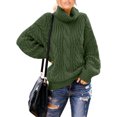 thumbnail image 1 of HOTAPEI Turtleneck Sweaters for Women Green Oversized Cable Knit Sweater Soft Comfy Pullover Sweaters Pullover Knit Winter Tops, 1 of 5