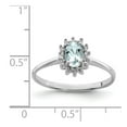 thumbnail image 3 of Sterling Silver Rhodium Aquamarine Diamond Ring, 3 of 6