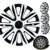 4Pcs/Set 17" Hubcaps Wheel Rims Cover Compatible with Steel Wheels Snap on Installation Fit R17 Tire&Steel Rim ABS PC Material(17 Inch,White Lacquer & Black Lacquer,Set of 4)