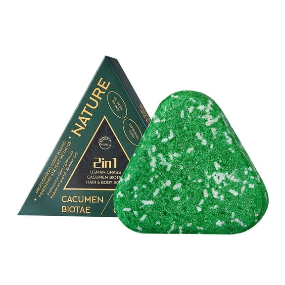 HHBEAUTY Usman Grass Shampoo Bar,Nature Triangle Shampoo Bar, Nature Seven Green ShampooBar, Natural Green Soap for Hair Care for Women and Mens