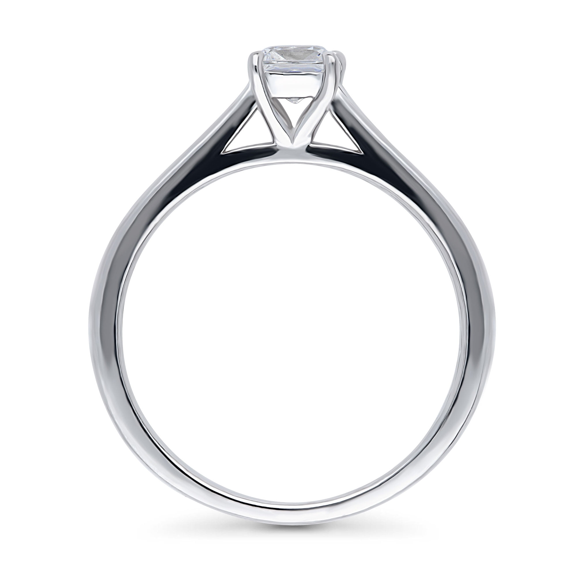 BERRICLE Sterling Silver Solitaire Wedding Engagement Rings 0.4 Carat Princess Cut Cubic Zirconia CZ Promise Ring for Women, Rhodium Plated Size 9