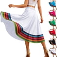 thumbnail image 2 of Umfun Women's Colorful Striped Maxi Skirt Elastic High Waist A-Line Flowy Skirt Summer Vacation Skirt, 2 of 8