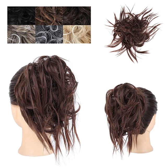 Chignons Postiche Extensions de Cheveux Synthétiques Chouchous Chignon Postiche pour Femmes Filles (Auburn Foncé-#39, Chignon Décoiffé)