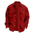 thumbnail image 6 of LISTHA Men's Casual Flap Pocket Button Front Long Sleeve Jackets Wine 2XL, 6 of 6