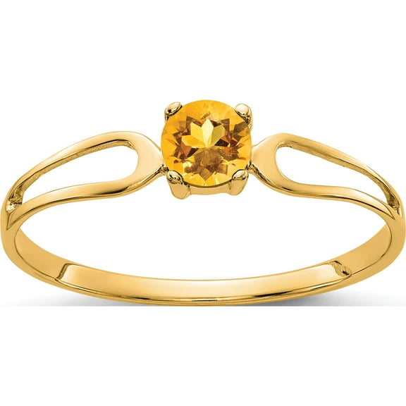 14K Yellow Gold 4mm Citrine Ring (Size 6) Made In United States x9674ci
