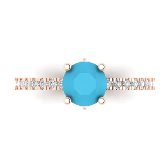 Clara Pucci 14K Rose Gold 1.47ct Turquoise Solitaire with Accents Ring