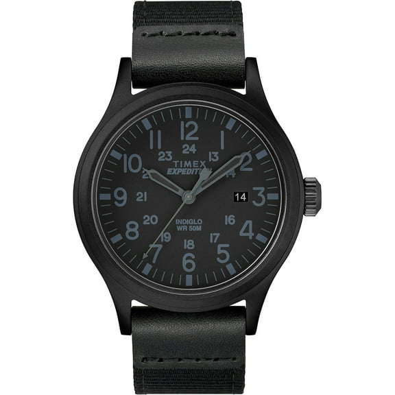 Timex Men's Expedition Scout 40 Black Watch, Leather/Nylon Strap