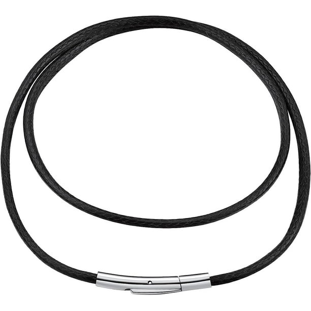 FindChic Waterproof Black Leather Cord Necklaces for Men,Women Leather