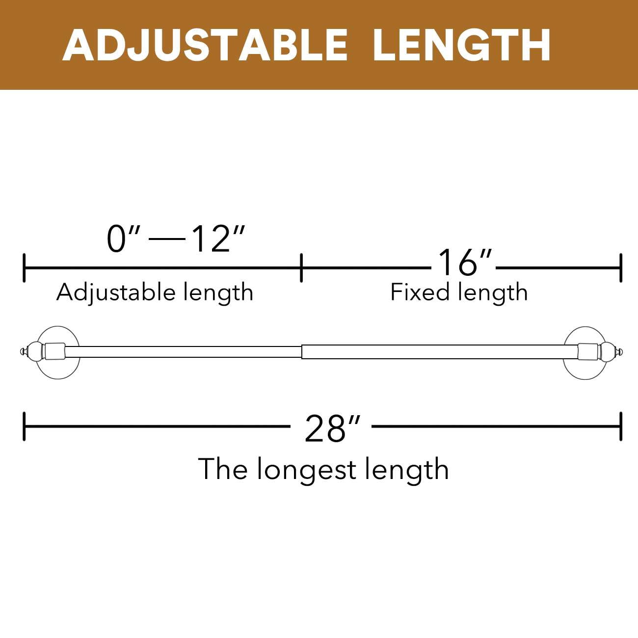 Turquoize 4 Pack Magnetic Curtain Rods Multi-Use Adjustable Petite Cafe Sidelight for Iron and Steel Place (16"-28", Brown)