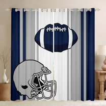 Castle Fairy Boys American Football Curtains Pack of 2 (42x84 Each),Sport Theme Curtains Blackout,Blue Grey Bedroom Curtains,Microfiber Bedroom Decor