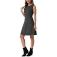 thumbnail image 4 of INSPIRE CHIC Women's Houndstooth Plaid Above Knee Sleeveless Fit and Flare Dresses XL Black Grey, 4 of 6