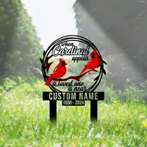 Handmadetneonsign Cardinals Memorial Metal With Stake, Cardinals Metal Stake, Birds Metal Yard Stake 65223