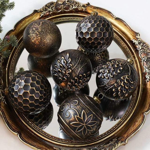 Adornos navideños, adornos navideños, regalos navideños, juego de bolas navideñas antiguas de 8 cm y 12 piezas, adornos colgantes para árbol de Navidad, adornos de bolas colgantes en caja, bolas decor