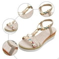 thumbnail image 5 of Boho Platform Wedge Sandals for Women 2025 Beach Vacation Braided Bead Ankle Strap Dress Summer Shoes, 5 of 7