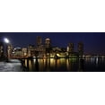 thumbnail image 2 of Boston Skyline Panorama Night Wall Mural by Wallmonkeys Peel and Stick Graphic (18 in W x 7 in H) WM214628, 2 of 4