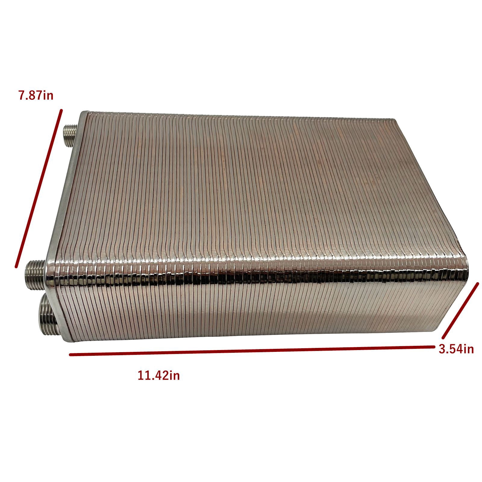 INTSUPERMAI 100-Plate Domestic Water to Water Brazed Plate Heat Exchanger 1/2"~1" MPT Ports Hot Water Heating System Stainless Steel