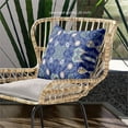 thumbnail image 3 of Amrita Sen Designs  18 x 18 in. Paisley Leaf Geo Broadcloth Indoor & Outdoor Zippered Pillow - Midnight Blue, Beige & White, 3 of 5
