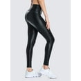 thumbnail image 5 of Women Faux Leather Leggings Leopard Print Shine Tummy Control Athletic Yoga Pants, 5 of 7
