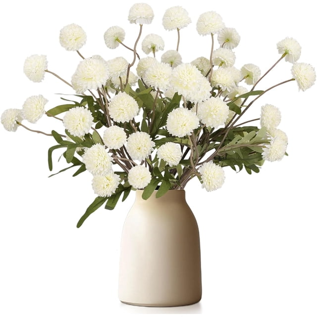 12 Pcs Flores Artificiales de Seda para jarrones, crisantemos Falsos de Tallo Largo, arreglos Florales con Pompones de crisantemo, Mini Flores Artificiales Kiku a Granel (Amarillo)