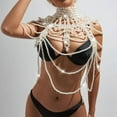 thumbnail image 5 of Cadena de suéter de perlas con flecos trenzada Sexy, cadena de cuerpo de perlas de imitación multicapa retro francesa para esposas y madres, 5 of 5