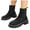 Black, variant on Women's Elastic Chelsea Boots Chunky Heel Platform Lug Sole Ankle Booties Slip On Mid Calf Combat Boots