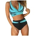 thumbnail image 1 of MIASHUI Women's Bikini Sets Two Piece Swimsuits High Waisted V Neck Bathing Suits,Mint Green,L, 1 of 7