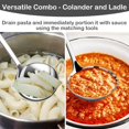 thumbnail image 4 of Soup Ladle Slotted Spoon Set, 304 Stainless Steel 12.2Inch Metal Ladle, Extra Large Soup Spoon with Long Handle for Serving, Cooking, Stirring, Serving Soups, Silver, 4 of 14