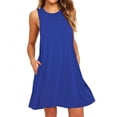 thumbnail image 2 of SHOPESSA Women’s Summer Dress Sleeveless Fashion O-Neck Mini Dress ,Solid Color Loose Fit Short Flowy Dress, Casual with Pockets Above Knee Dress, 2 of 5