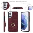 thumbnail image 6 of Fit for Samsung Galaxy S21 Case Card Pocket 360° Rotatable Ring Holder Kickstand, Shockproof Drop Resistant PU Leather Soft TPU Back Protective Phone Case For Samsung Galaxy S21, Winered, 6 of 8