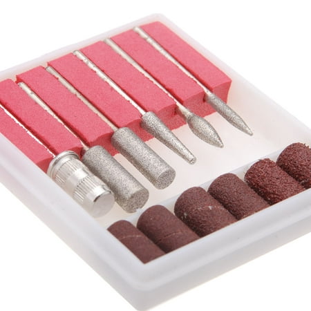 6PCS Nail Art Drill Bits and Sanding Bands for Nail Drill Replacement Set Nail Electric File Metal (Best Drill Bit Set For Metal)