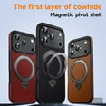 thumbnail image 2 of ELEHOLD Magnetic Case for iPhone 17 Pro Max 2025, Shocproof Slim Premium Leather Magnetic Ring Kickstand PU Leather Slim Protective Case Cover, Black, 2 of 8