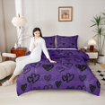 thumbnail image 4 of Feelyou Mystic Purple Love Heart Bedding Comforter Set, Romantic Valentines Day Twin Comforter Sets, Teens Boys Girls Adult Reversible Bedding Set, Super Cozy Room Decor, 2 Pieces, 4 of 8