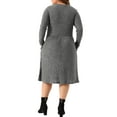 thumbnail image 4 of DARING DIVA Plus Size Round Neck Long Sleeve Casual Knit Dress 1X Gray, 4 of 6