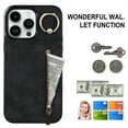 thumbnail image 2 of ELEHOLD For iPhone 12 Pro / 12 6.1", Wallet Case with Card Slot Holder,RFID Blocking,Built-in 360°Rotating Ring Kickstand Zipper Retro Purse Shockproof Case Cover, black, 2 of 8