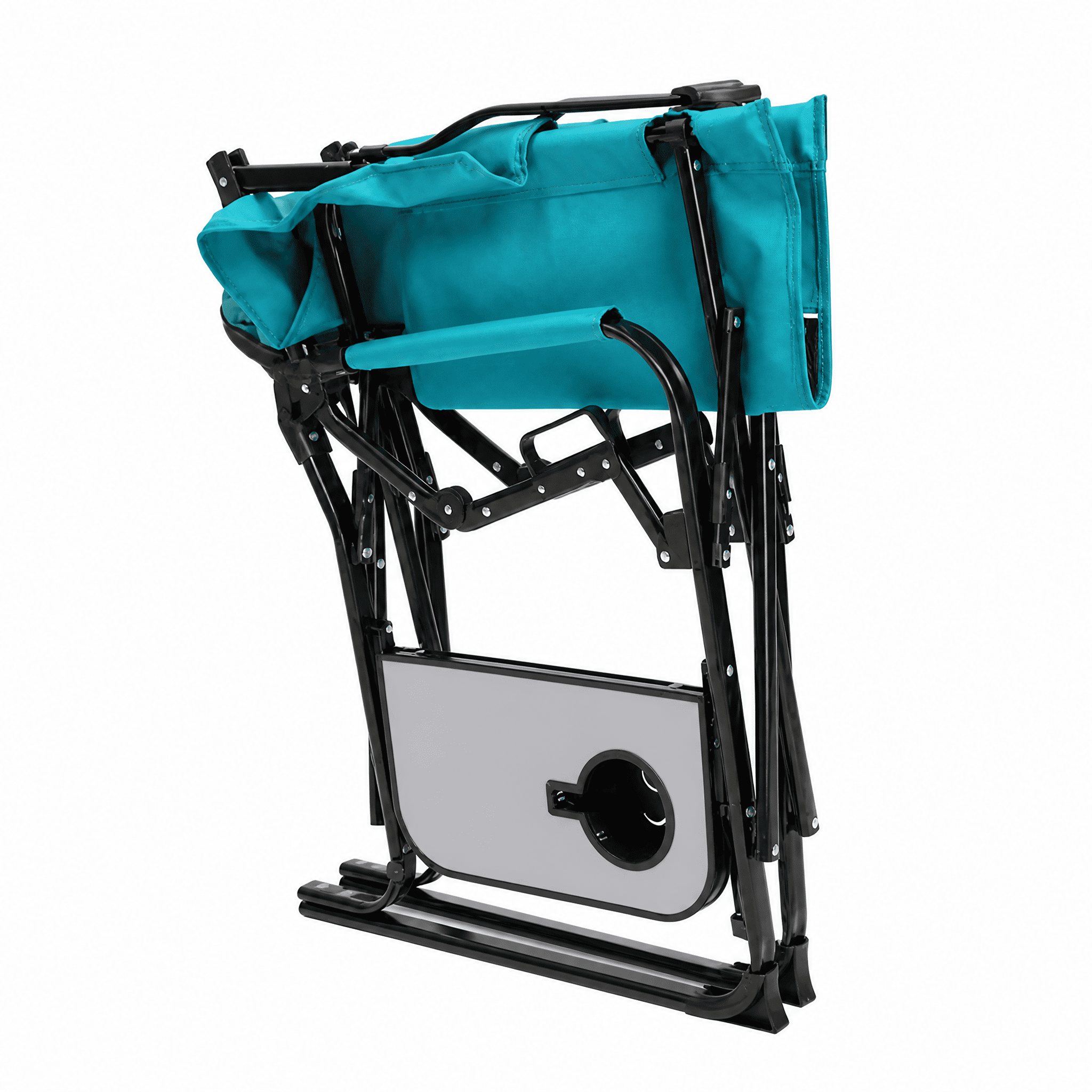 Oversized Folding Camping Directors Chair, Heavy Duty Steel Frame Portable Lawn Chair with Side Table, Cup Holder & Storage Pocket, 250LBS Capacity for Beach Fishing Picnic Outdoor