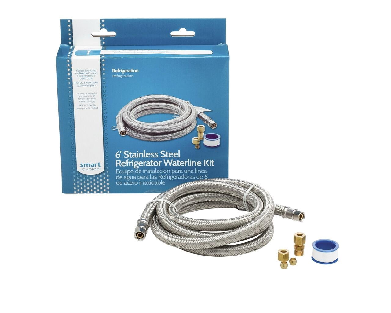 Smart Choice 6' Stainless Steel Refrigerator Waterline Kit by Frigidaire