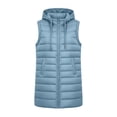 thumbnail image 6 of IUYRTFE Women Longline Hooded Puffer Vest Zip Up Sleeveless Winter Coat with Pockets for Outdoor Travel Daily Wear, 6 of 7