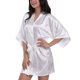 thumbnail image 4 of Bata de satén de seda imitada para mujer, bata de noche corta, fina, transpirable, elegante, para el hogar, color blanco, XL, 4 of 8