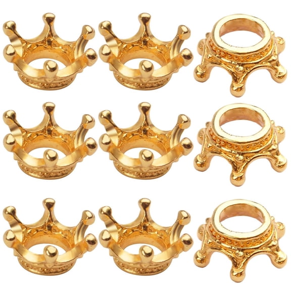 50pcs Crown Shape Charms Loose Beads Pendants Alloy Spacer Beads Big Hole Bracelet Connector Charm for Crafts DIY Jewelry Making