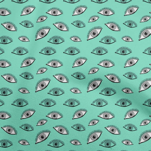 oneOone Viscose Jersey Sea Green Fabric Eye Print Diy Clothing Quilting Fabric Print Fabric By Yard 60 Inch Wide