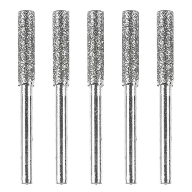 Cabezales de molienda de diamante/Juego de brocas de piedra de archivo recubiertas (4 mm) Plata 5 piezas
